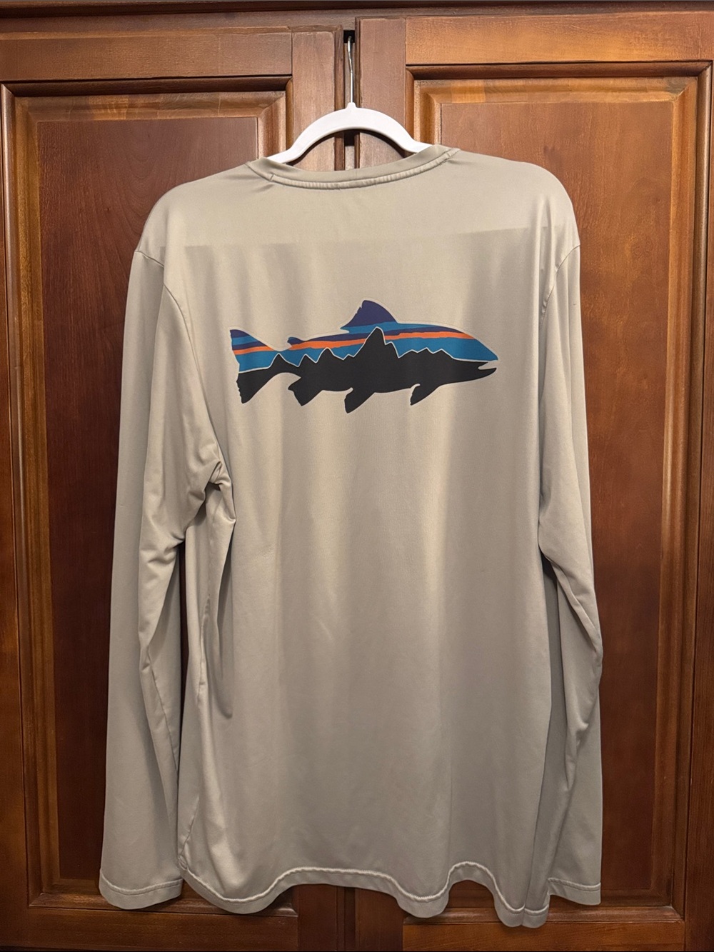 Patagonia Men's Long-Sleeved Capilene Cool Daily Graphic Trout size Medium.